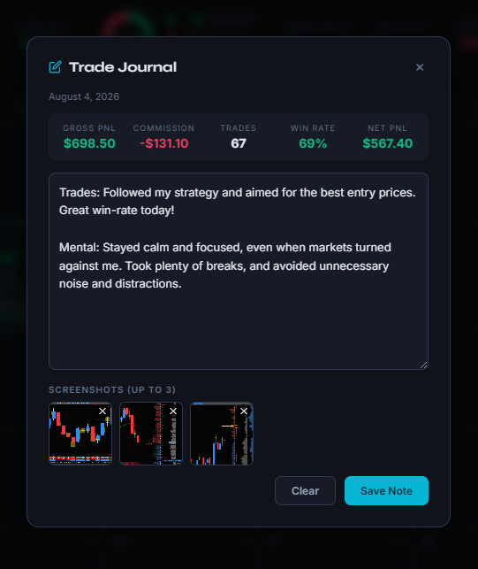 Journal and Screenshot Entry